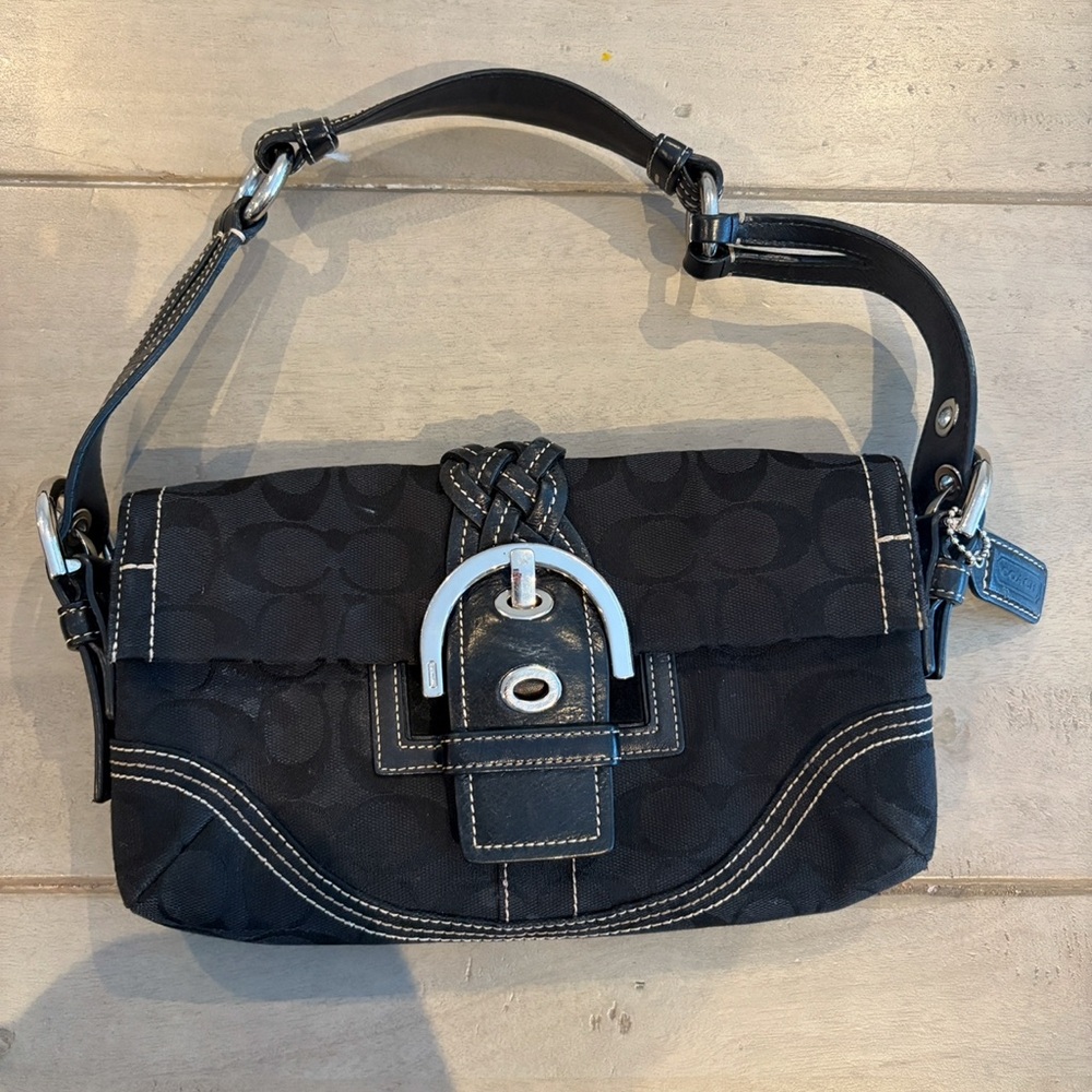 Authentic COACH Y2K Black Signature Monogram Mini Bag